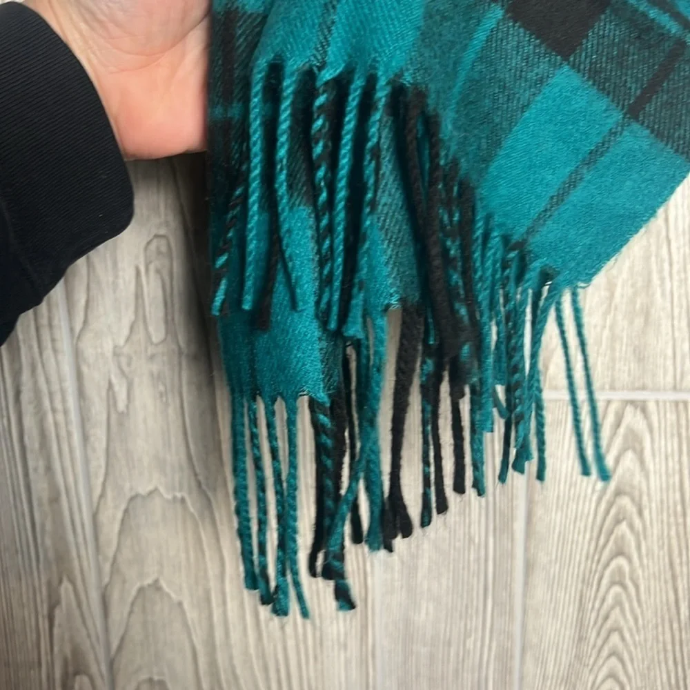 Christian Dior Monsieur Scarf Green Plaid Print Raw Edges Vintage